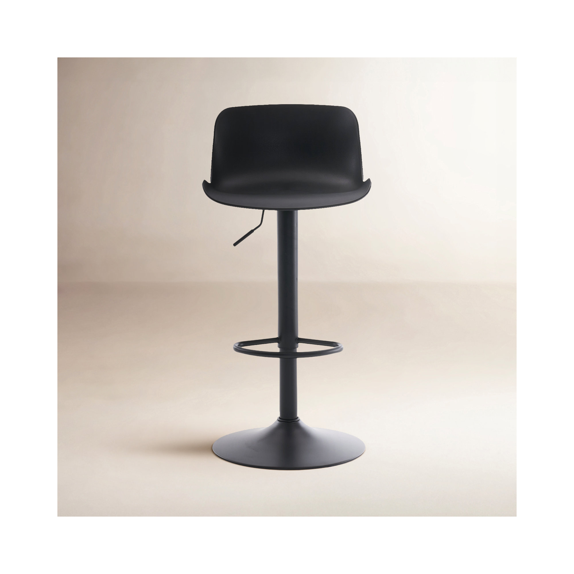 Meli Height-Adjustable Swivel Bar Stool, Black