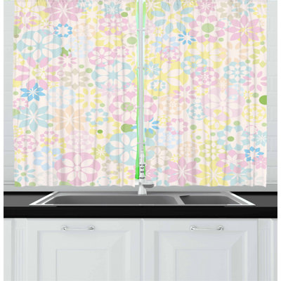 Floral Pointed Kitchen Curtain