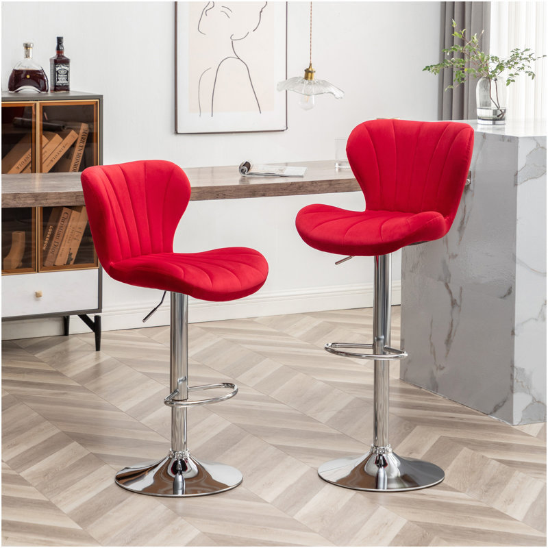 Ensemble de 2 tabourets pivotants réglables Ellston, Rouge