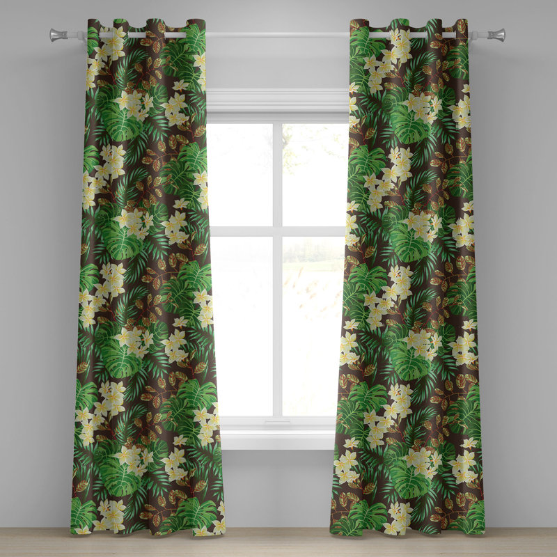 Rideau à œillets East Urban Home Tropical Exotics Monstera, L 50 po x L 96 po