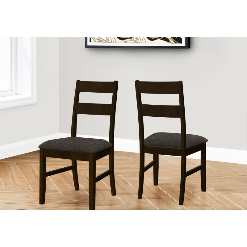 2 chaises de salle à manger de 37 po de hauteur, assise rembourrée en mélange de chenille brun, fabrication en bois massif, pour cadre de chambre et de cuisine