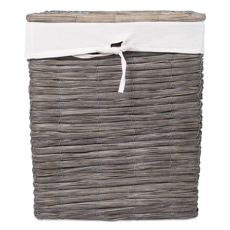 Wicker Laundry Hamper with Handles, Gray