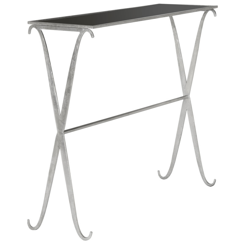 Romain 90cm Glass Top Console Table, Silver