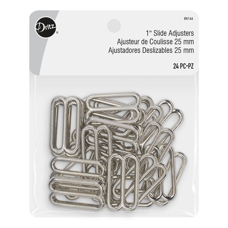 Dritz 1" Slide Adjusters, Silver, 24 pc