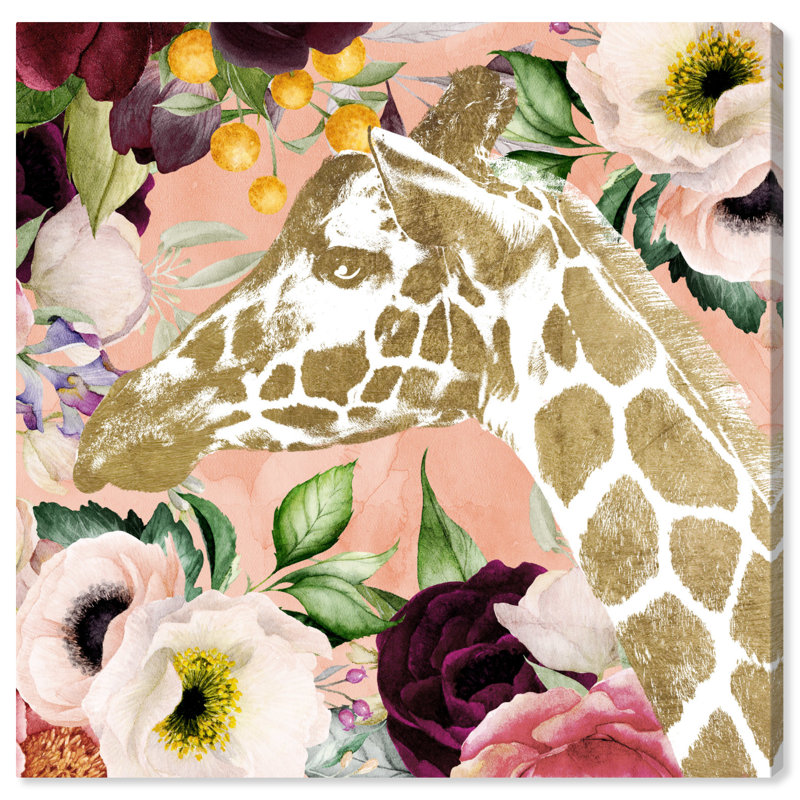 «Fashion and Glam Giraffe», impression d'art graphique, H 30 po x l 30 po x 1,5 po, Toile tendue