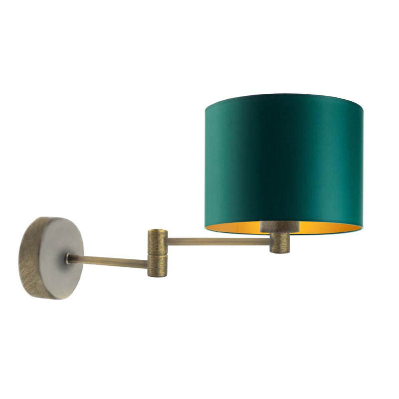 Sussman Steel Swing Arm Sconce, Green, Gold