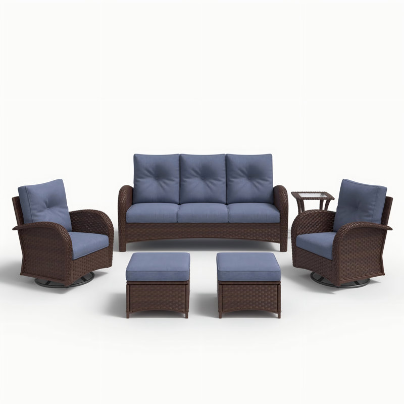 Ensemble de 6 chaises d'extérieur Layinsun, Marine, Brun