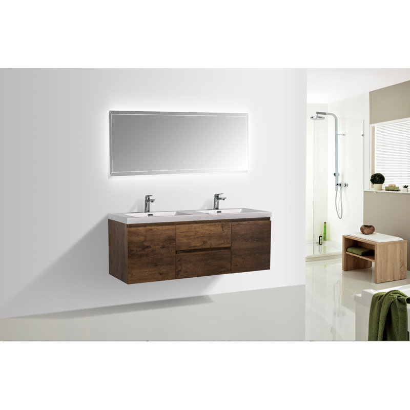 Angela 60" Double Wall Mounted Sink Vanity