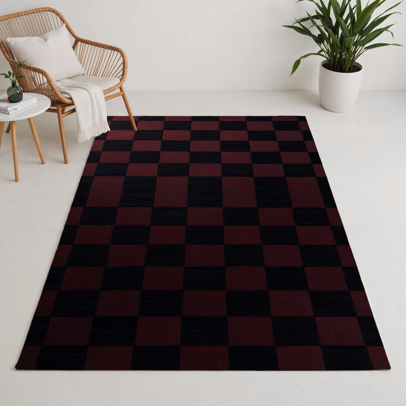 Tapis intérieur / extérieur mauve à carreaux, Rectangle 5 pi x 7 pi