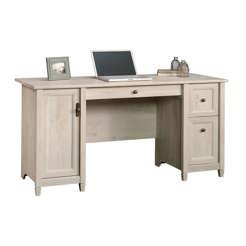 Bureau d'ordinateur avec plateau à clavier coulissant, finition grise