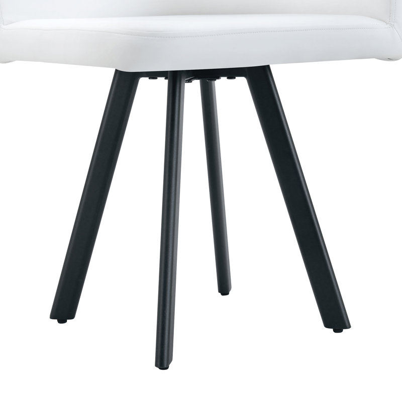 Ensemble de table de salle à manger Modern Pu avec six chaises, blanc élégant, pour la salle à manger