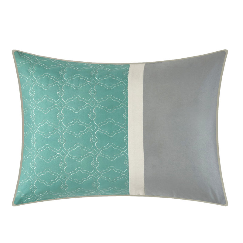 Reina Comforter Set, Mineral Blue/Gray, California King Comforter + 6 Additional Pieces