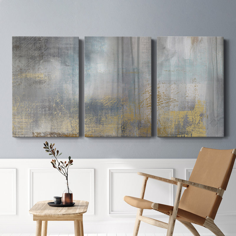«Misty Sky II Revisit» - Toile tendue avec châssis de qualité supérieure - Prêt à être accroché, H 12 po x l 24 po x P 1 po