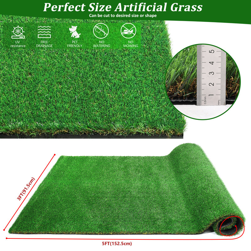 Gazon artificiel adapté aux animaux de compagnie, 1.38" H x 120" W x 78" D