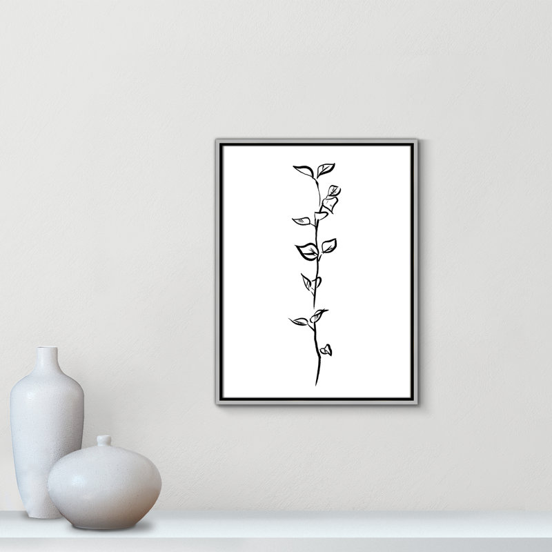 Fleurs simples 4 - reproduction de dessin, H 25,5 po x l 19,5 po x P 2 po, Toile avec cadre argenté