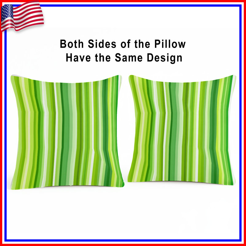 Coussin Green Stripes, 16 x 16 inches