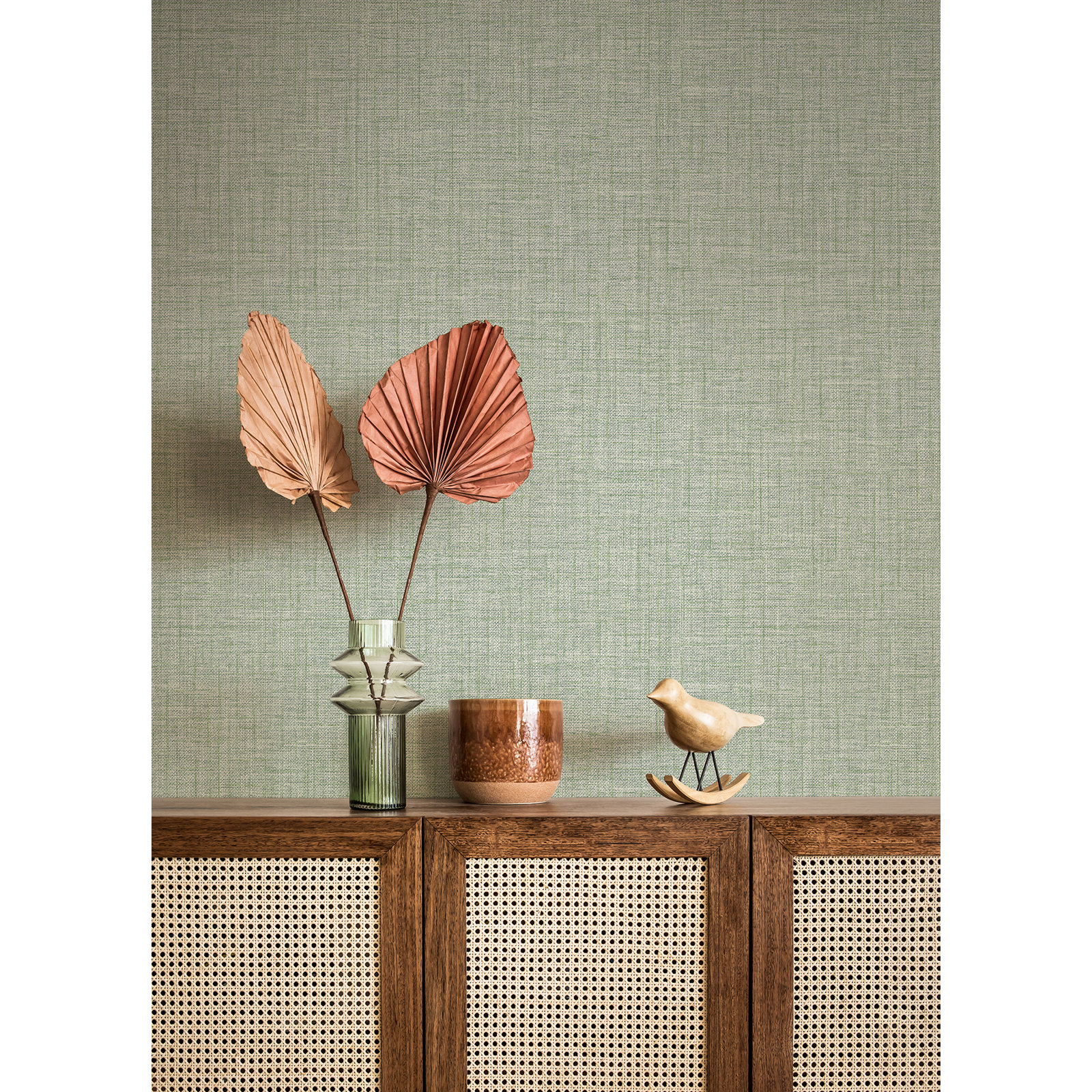 Elise Textured Linen Wallpaper, Green