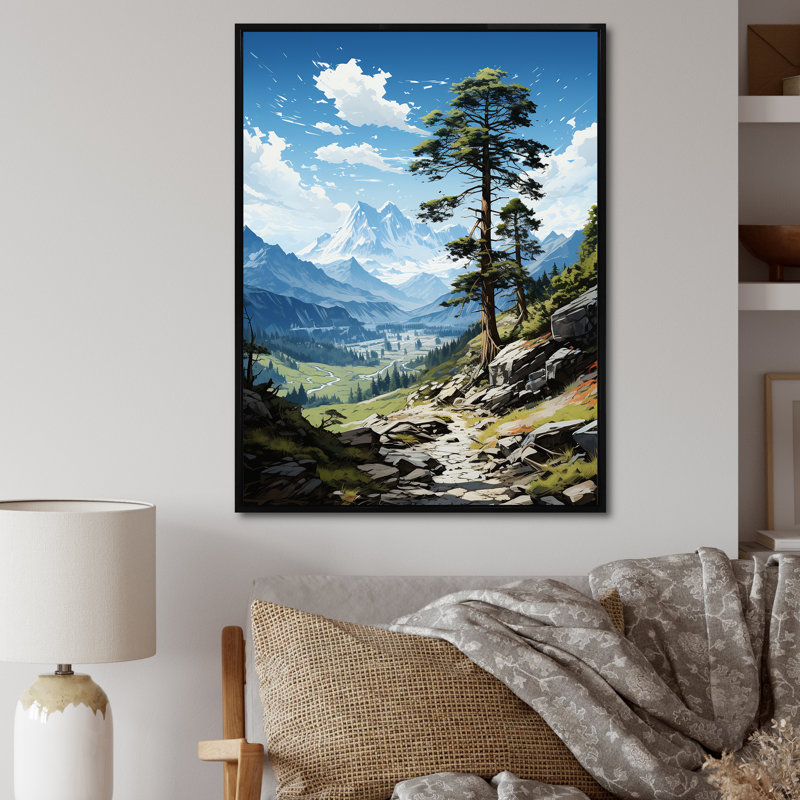 «Pine Tree Solitude Parmi», reproduction sur cadre flottant sur toile, H 44 po x l 34 po x P 1,5 po, Cadre photo noir