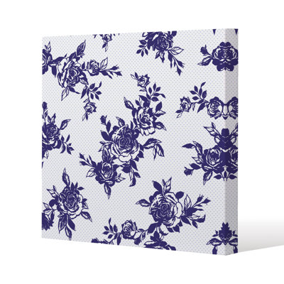 Roses Print On Polka Dots Slim Style Canvas Print , 15mm Slim Real wood.