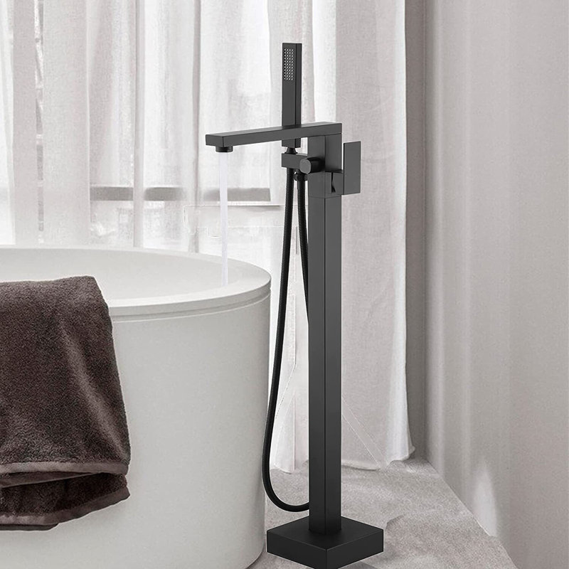 Floor Mounted with Handheld Shower, Matte Black