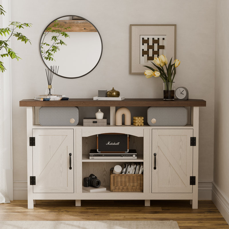 Nasho Corner TV Stand for TVs up to 60", Oak White