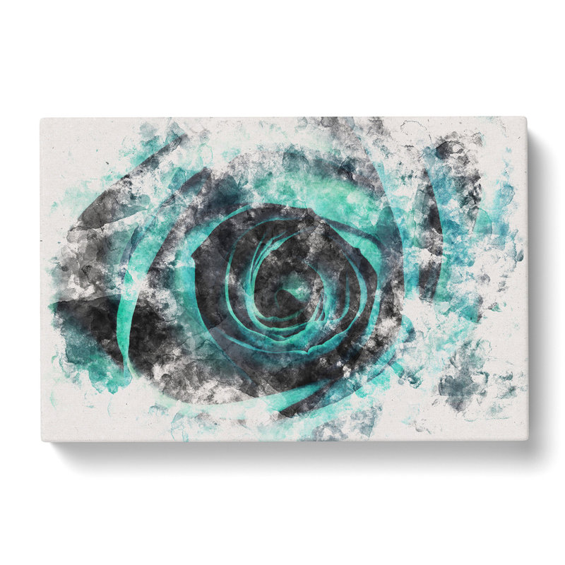 A Teal Rose - Wrapped Canvas Painting, 50cm H x 76cm W x 3cm D