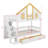Twin Size House-Shaped Bunk Bed With Storage Drawers & Staircase, Playhouse Bunk Bed With Windows, Door & Roof-963123315