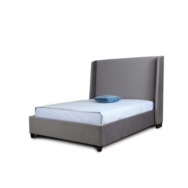 Lit plateforme tapissier en velours Parlay, Double, Portobello