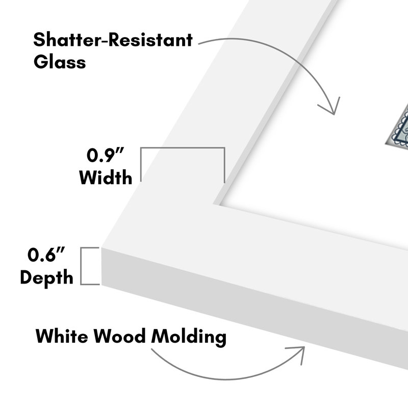 Jareb Diploma Frame - 11x14 with 8.5 x 11 Mat for Diploma - Wood + Glass (2 Pack), White