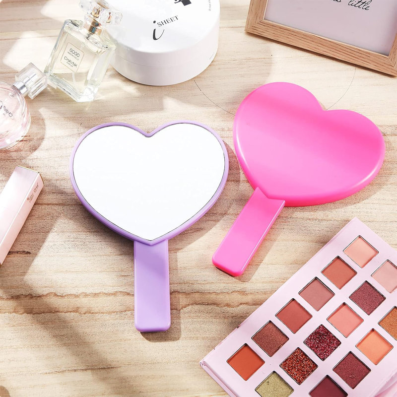 2-pack Heart-shaped Handheld Cosmetic Mirrors