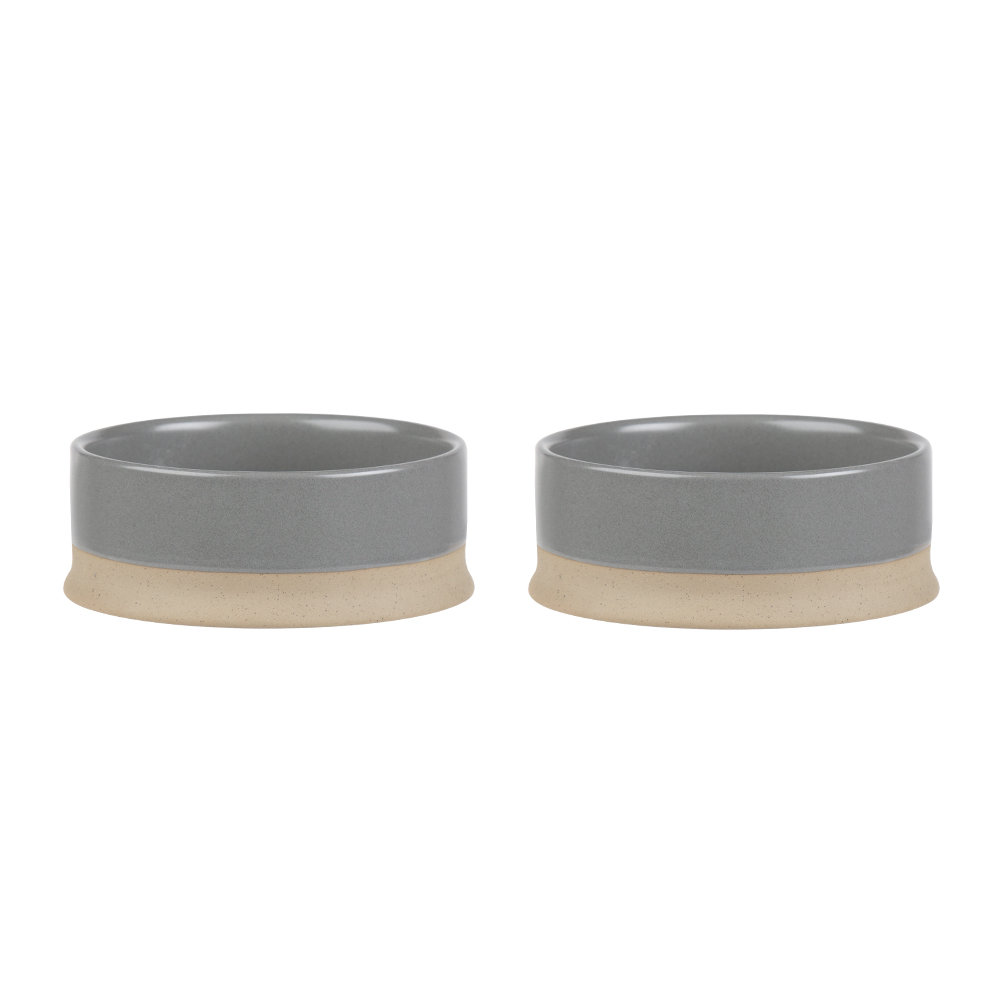 Scruffs Scandi 2pc Bowl Set - Grey 14cm - Stoneware Ceramic - Non-Tip - Chip & Bite Resistant - Image 3