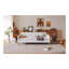 Lit de jour simple rembourré avec 4 pieds de soutien, beige