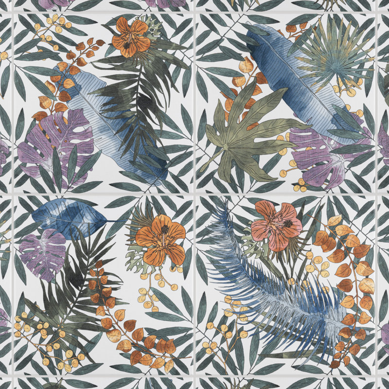 Carreau de porcelaine à motif de mur et de sol 10 po x 10 po Tahiri Garden