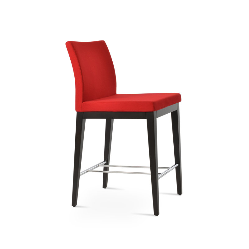 Tabouret de bar Aria, Laine rouge, Wengé