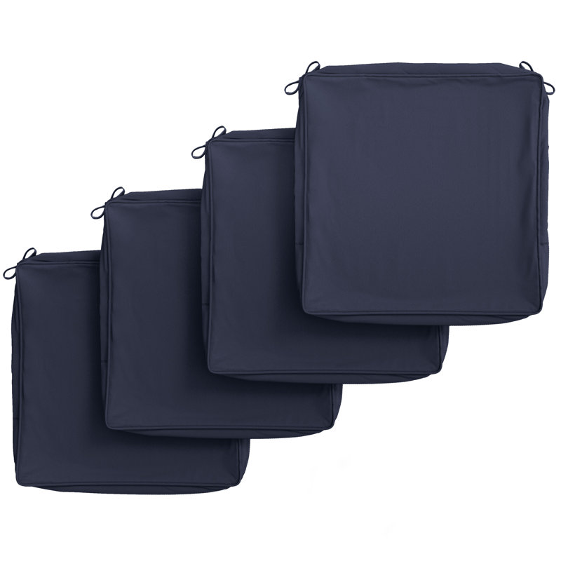 Outdoor 4'' Non-Slip Patio Chair Cushion Cover With Portable Carry Handle., 22" W x 22" D, 4", Navy