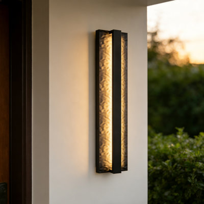Luminaire mural d'extérieur à DEL rectangulaire noir mat 18,5 po Jayeda