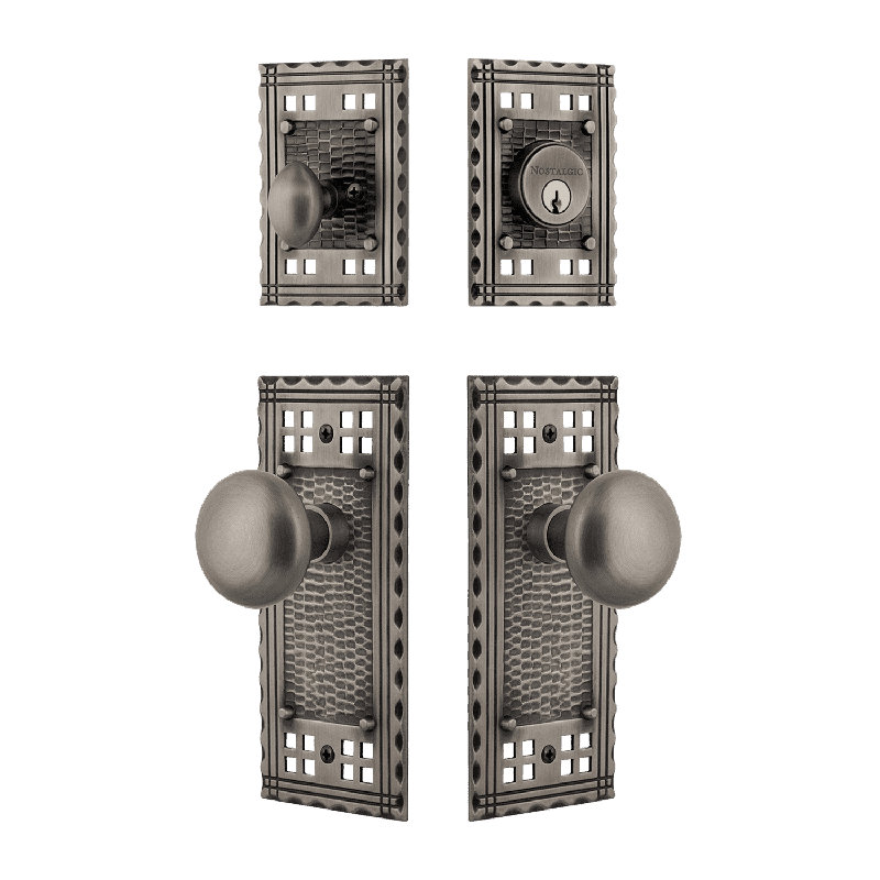 Nostalgic Warehouse Craftsman Entry Set with New York Knob, 2.75, Antique Pewter
