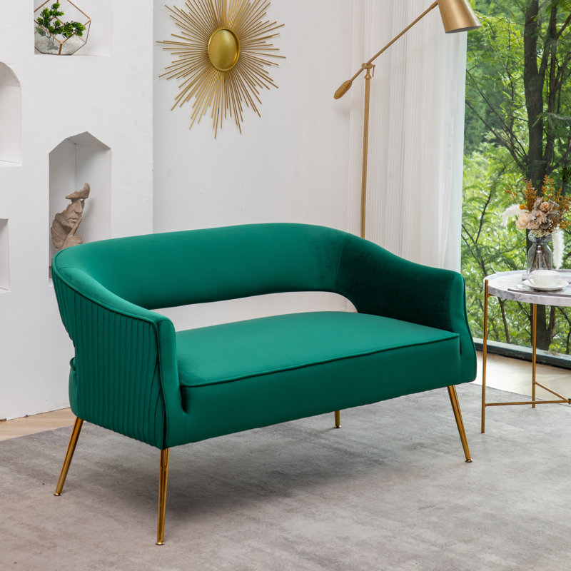 Chynna 51.2'' Velvet Loveseat, Dark Green Velvet