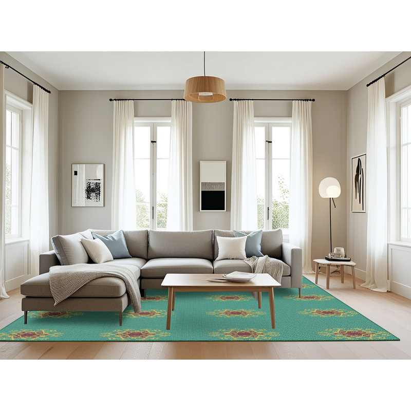 Tapis vert tissé à la machine, Rectangle 8 pi x 12 pi