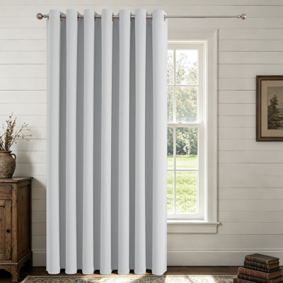 Très large panneau de rideau occultant pour porte de patio, long rideau d'intimité à œillets pour portes coulissantes 108 po, blanc gris, l 100 po x L 108 po