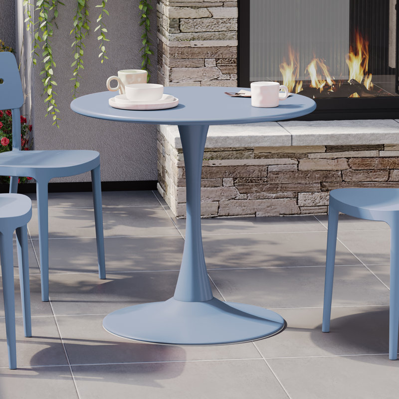 Outdoor Steel Dining Table, French Blue