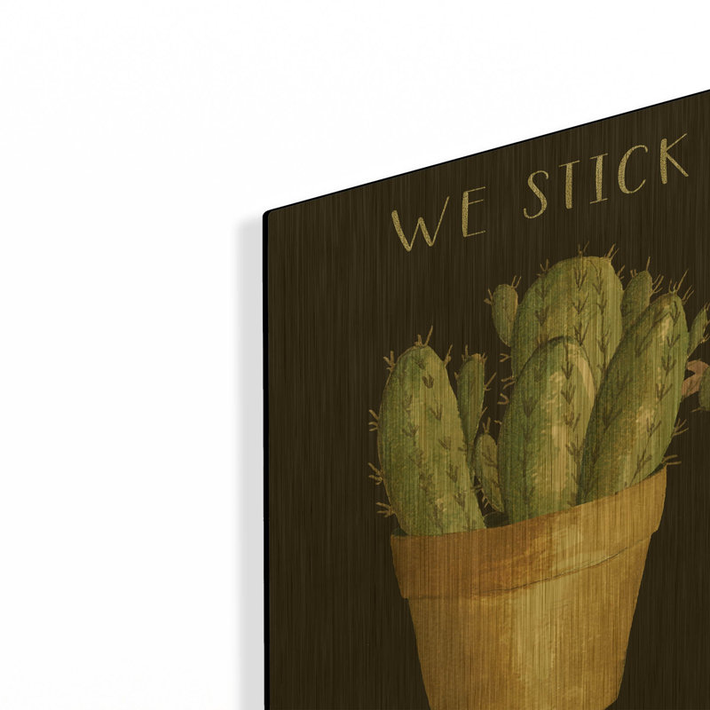 «We Stick Together Cactus» par Cindy Jacobs, art mural en métal doré, 16 po x 12 po, 16"x12"