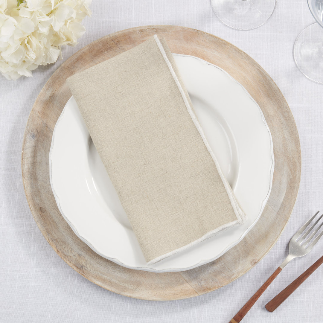 Dartmouth Stitched Border Stonewashed Linen Napkin image 1