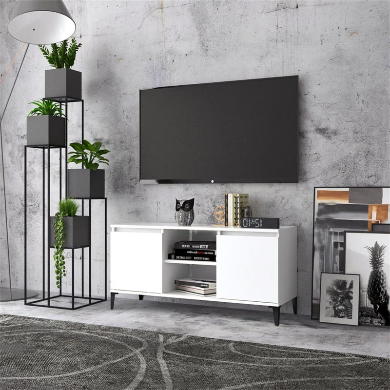 Steyning Unfinished TV Stand with Fireplace Included, White
