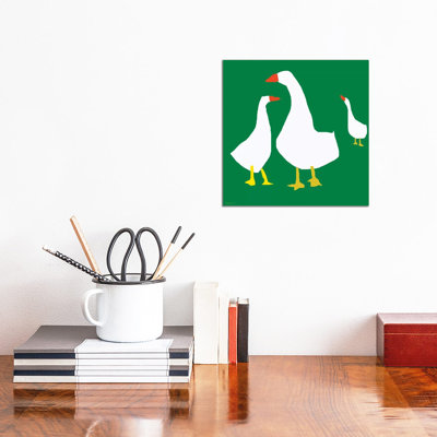 Geese On Green by Art Mirano - Wrapped Canvas Print
