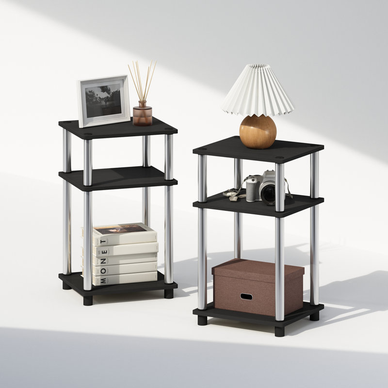 Calvina 22.8'' Tall Nightstand, Set of 2, Stainless Steel/Americano