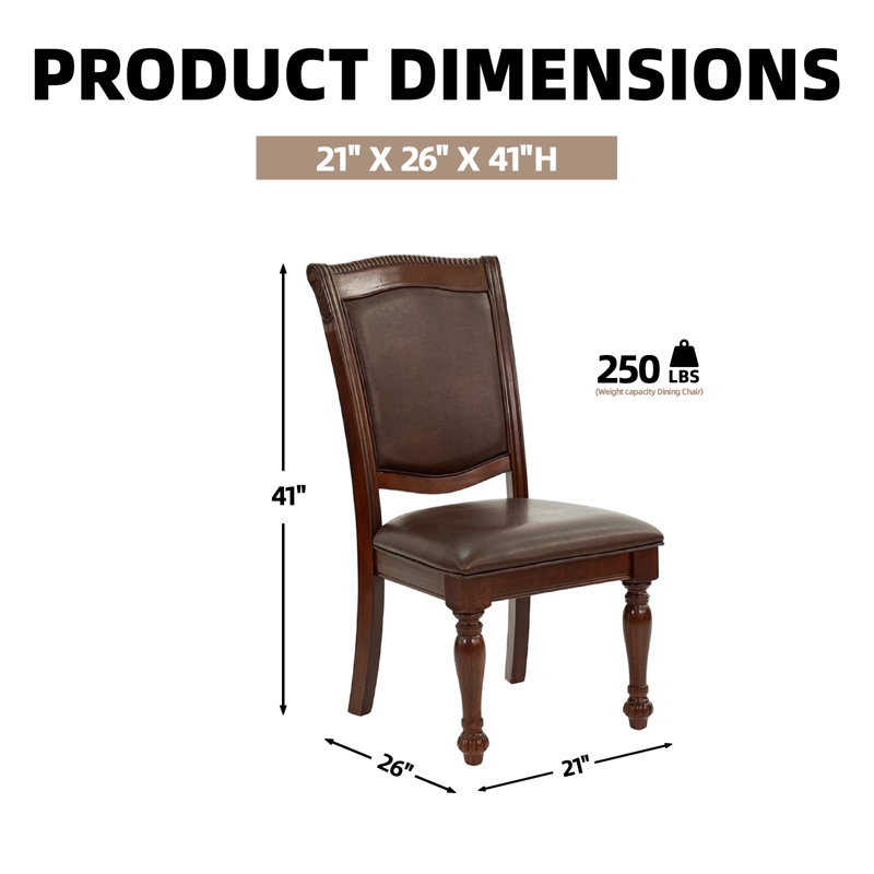 Chaise en bois d'hévéa classique avec coussin en cuir - assise robuste et confortable