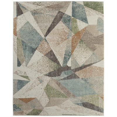 Tapis ivoire / bleu / vert Roy
