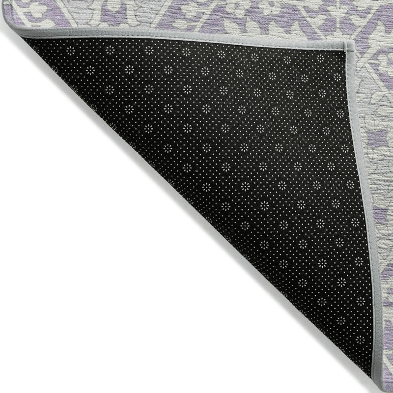 Tapis d'intérieur lavable à motif floral gris 10 pi x 14 pi