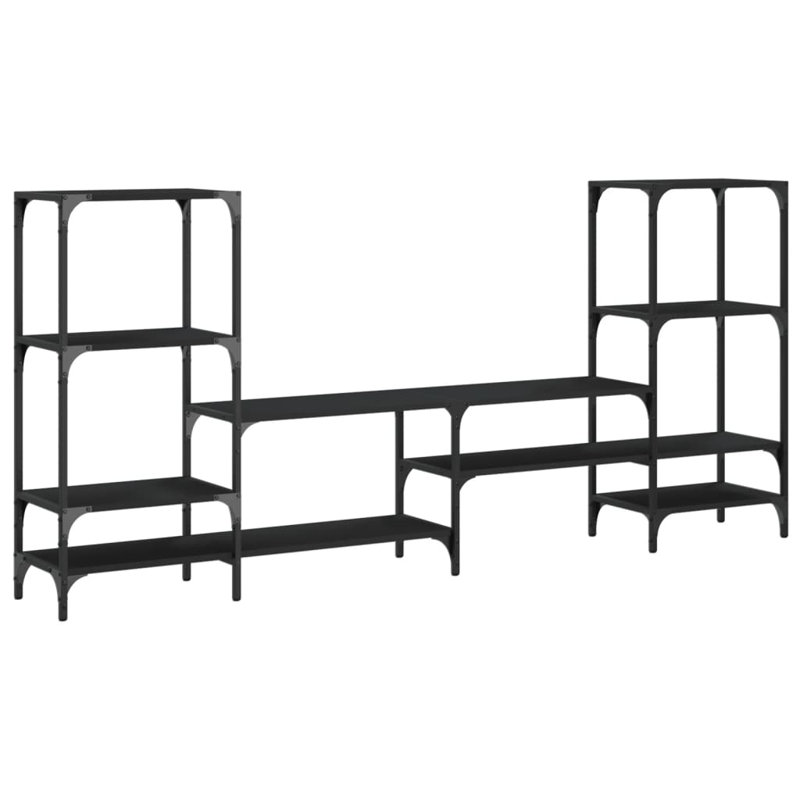 Abshure Unfinished TV Stand for TVs up to 88" with Fireplace Included, Black